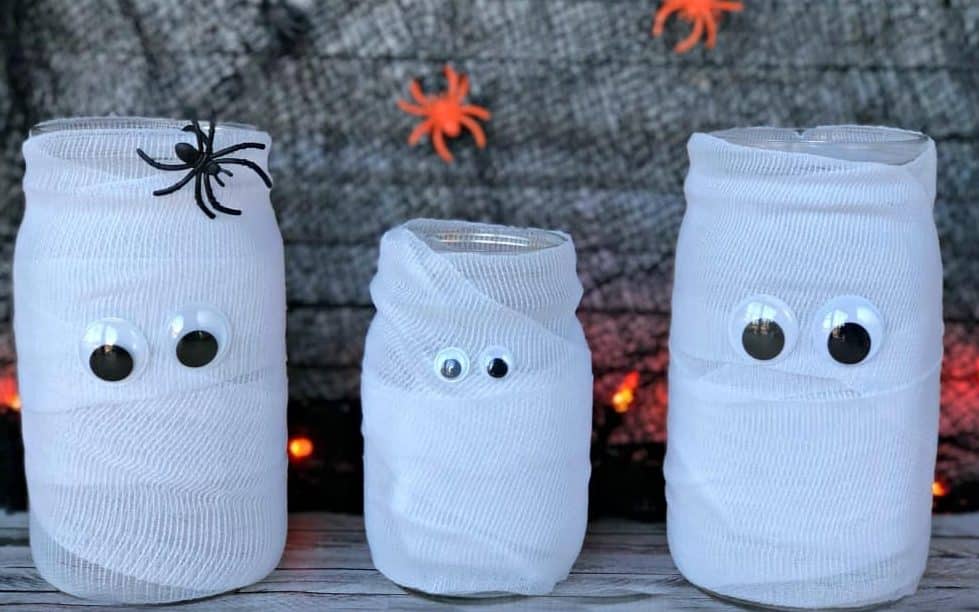 mummy jar halloween candle jar reuse