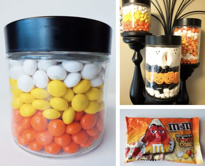 holiday-themed candle jar reuse with candy layer