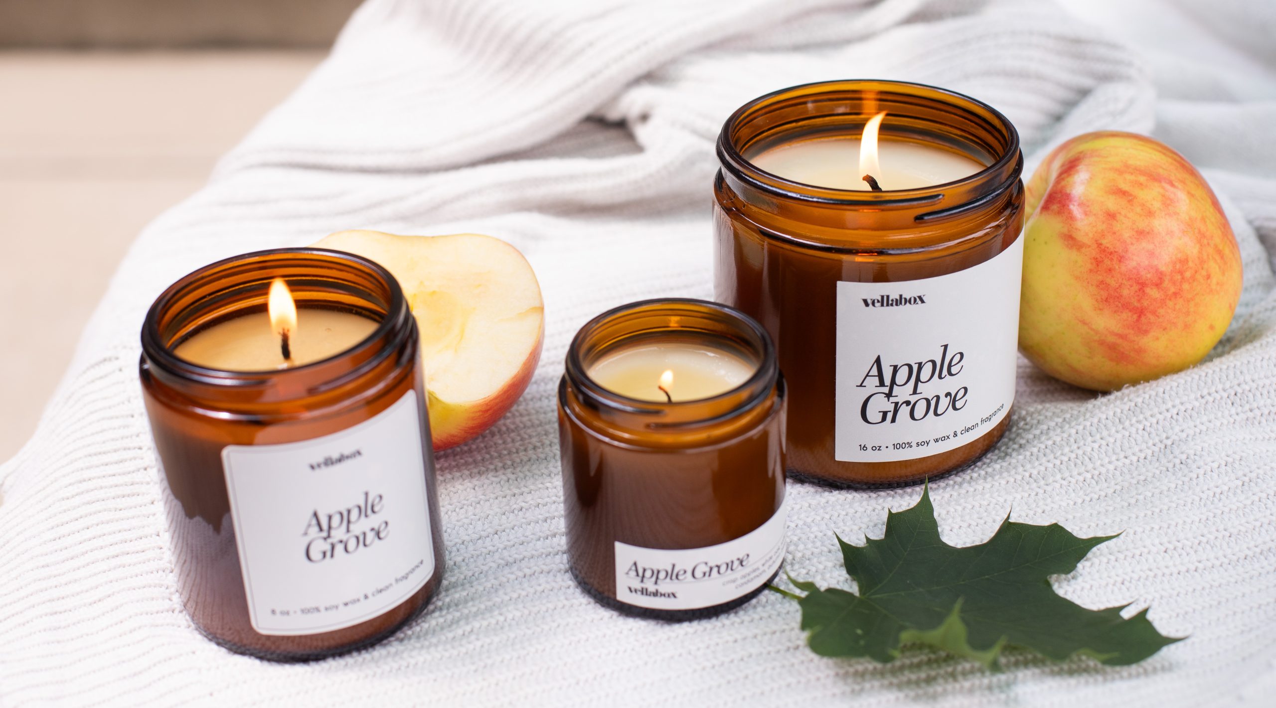 vellabox apple scented fall candle