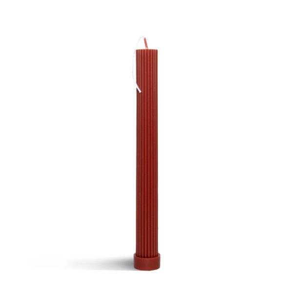 Pleated Taper Candle | Terracotta
