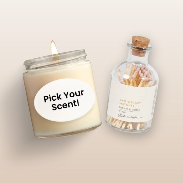 The Perfect Match Bundle | Pick Your Sent 8 oz Candle + Apothecary Match Jar