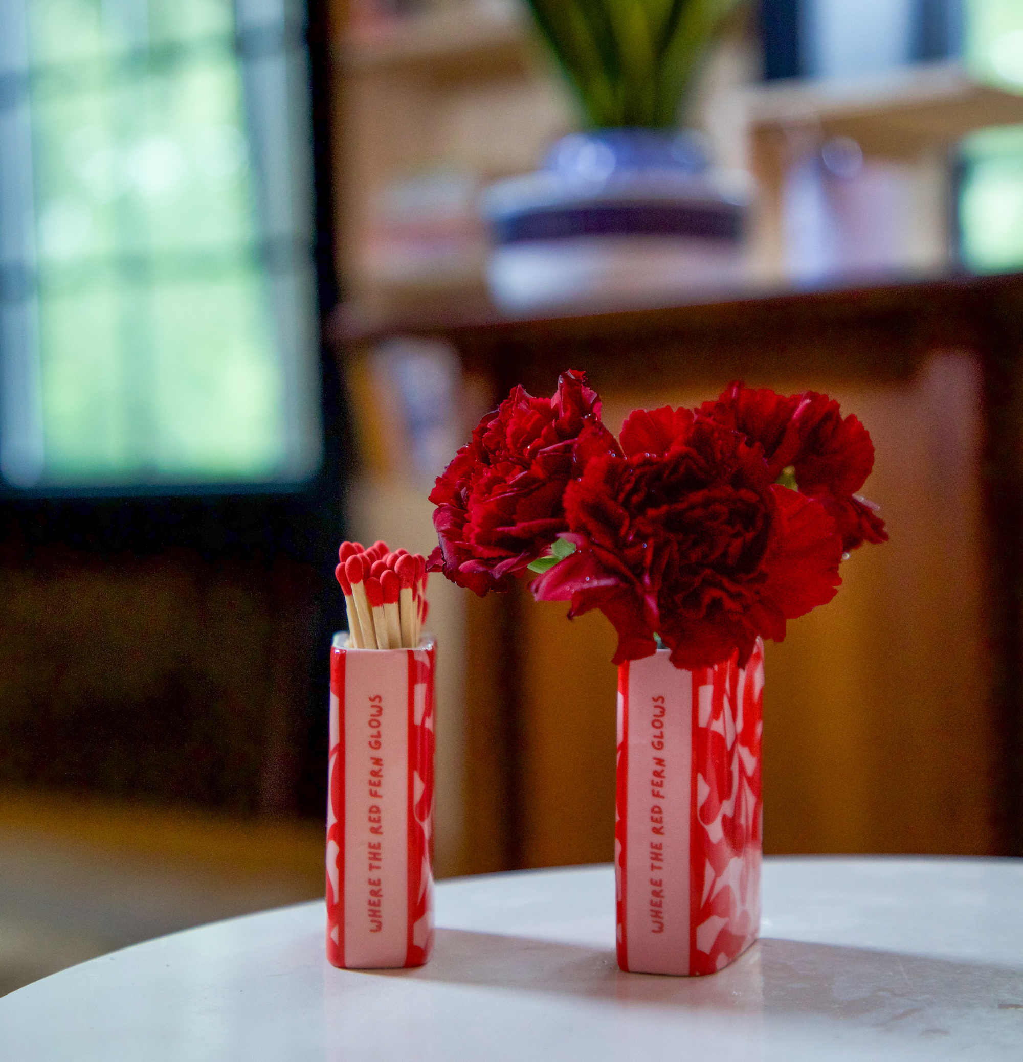 "Where the Red Fern Glows" Ceramic Book-Shaped Bud Vase / Match Holder - Image 2